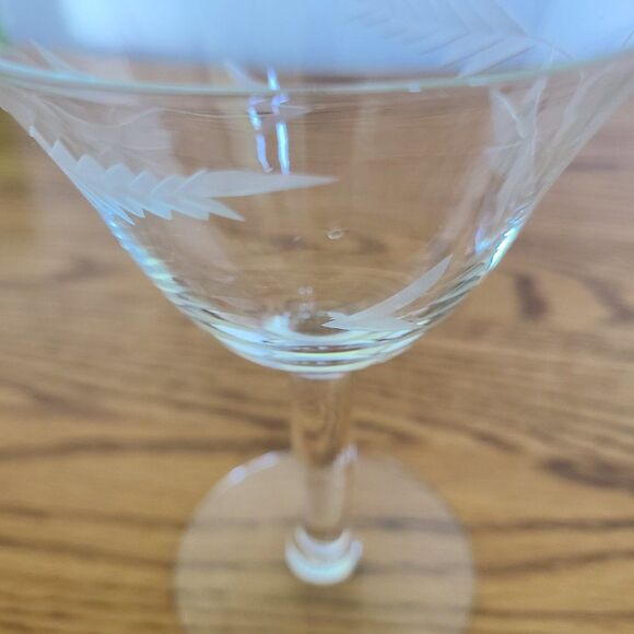 McBride Glass MCB17 Mid-Century Cut Glass Etched Champagne Sherbet Glass Wheat - Picture 7 of 15